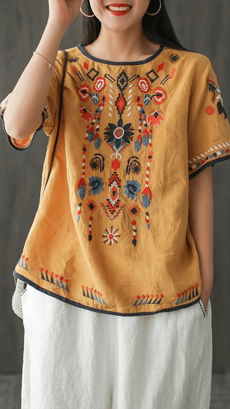 Mirabelle | Ethnische Bluse mit Stickerei