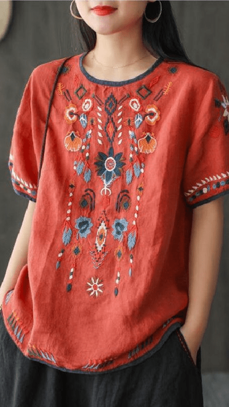 Mirabelle | Ethnische Bluse mit Stickerei