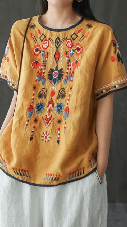 Mirabelle | Ethnische Bluse mit Stickerei