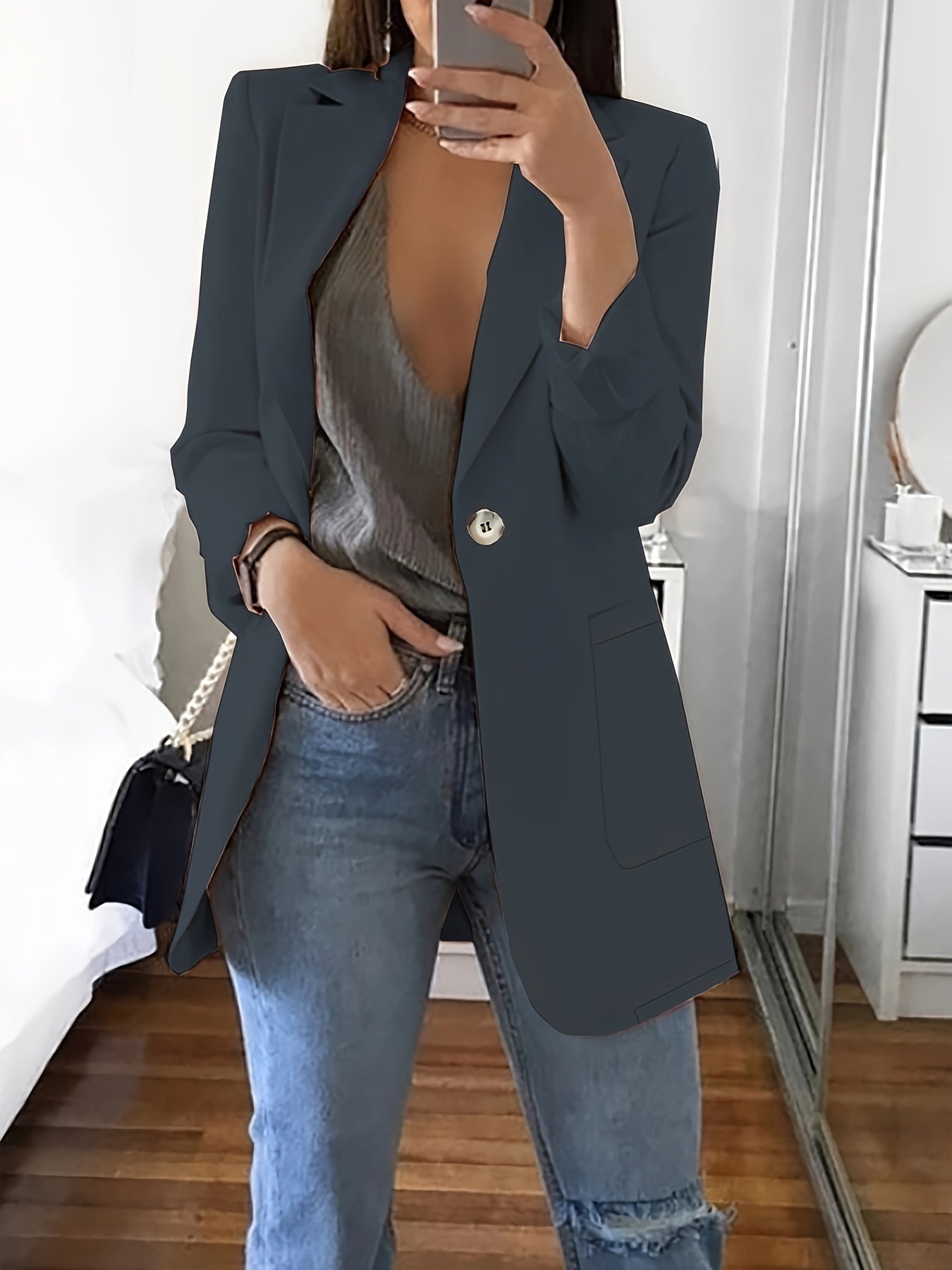 Eleganter Business Longblazer mit Knopfleiste für Damen | Chic & Ideal für alle Jahreszeiten