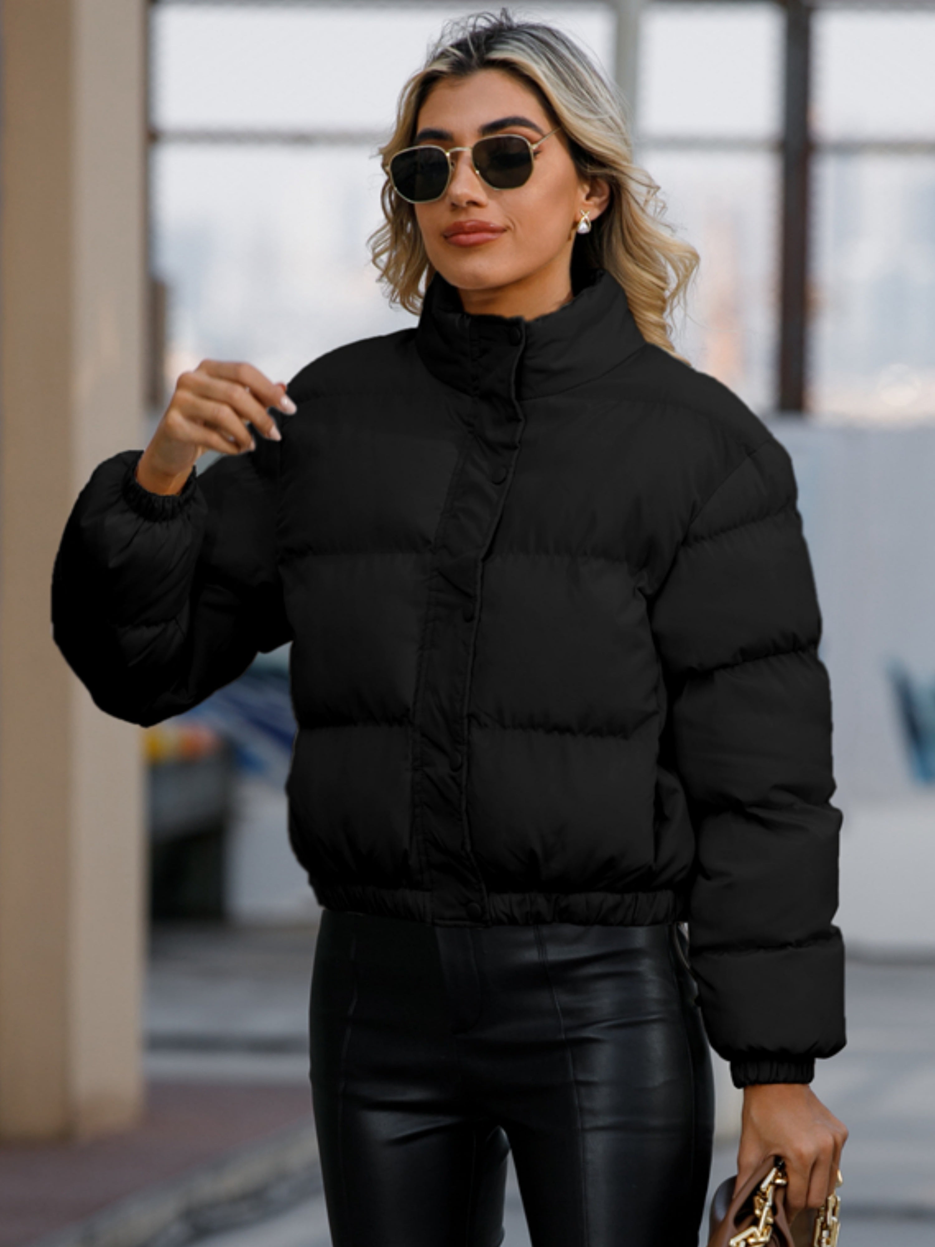 Lässige lange Winterjacke mit Druckknöpfen und Polsterung für Damen | Ideal für Herbst/Winter