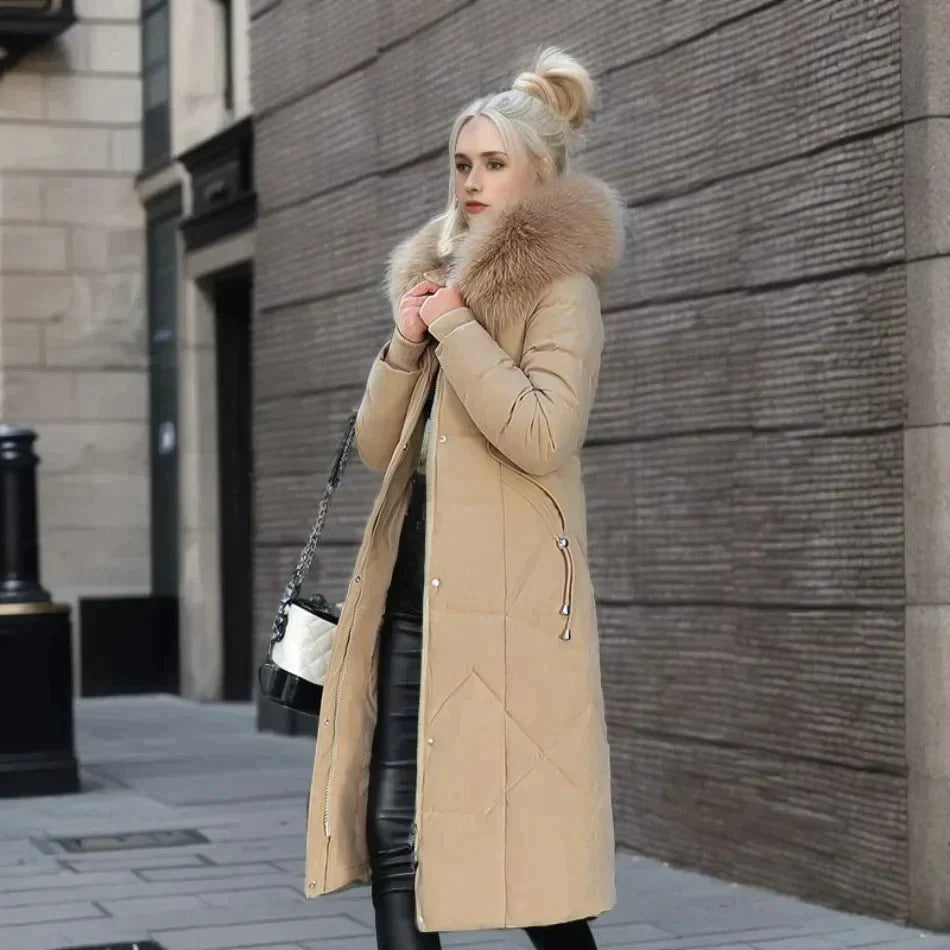 Warme Lange Winterjacke Mit Pelzkapuze Für Damen | Ideal für Herbst/Winter