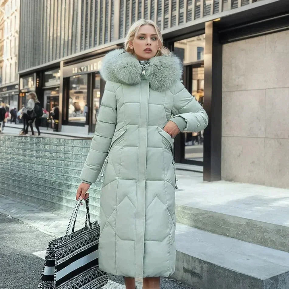 Warme Lange Winterjacke Mit Pelzkapuze Für Damen | Ideal für Herbst/Winter