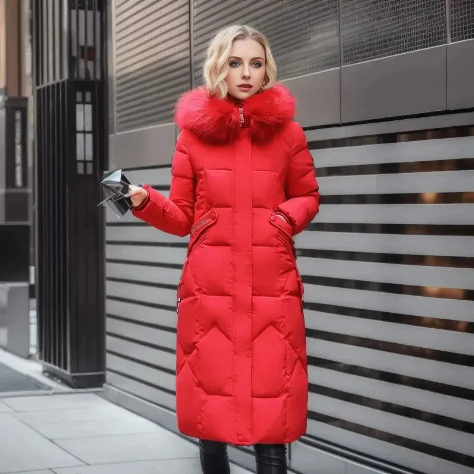 Warme Lange Winterjacke Mit Pelzkapuze Für Damen | Ideal für Herbst/Winter