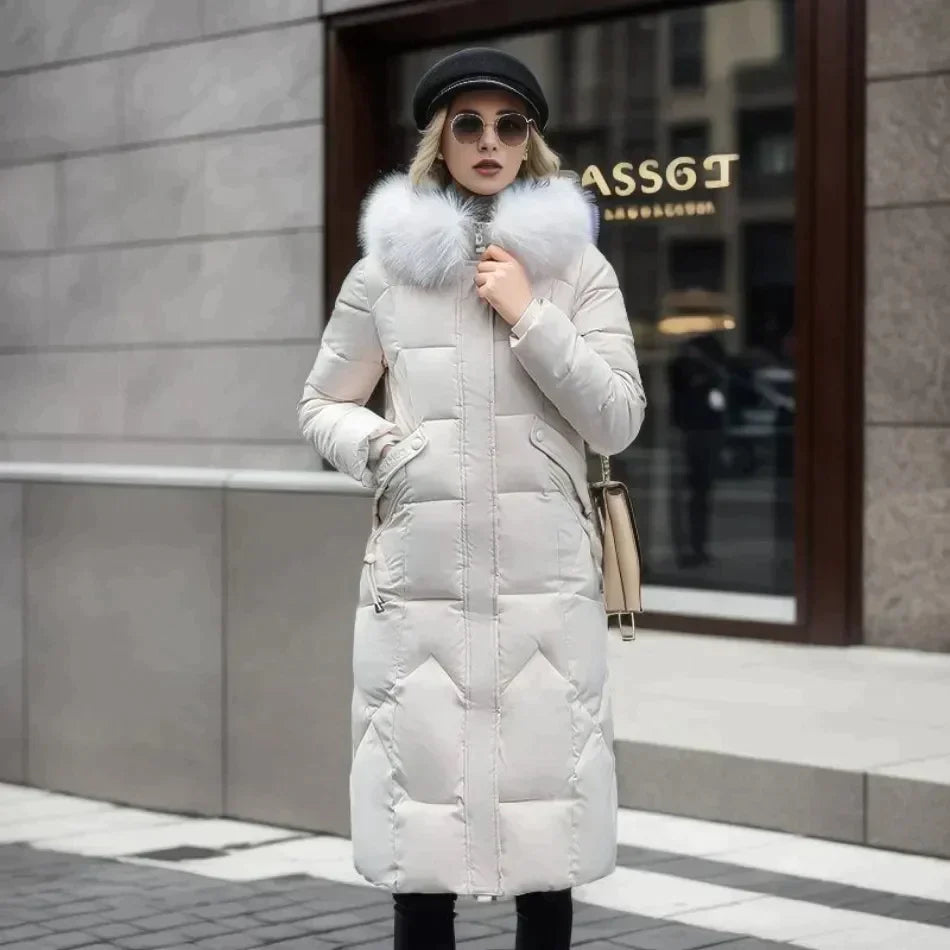 Warme Lange Winterjacke Mit Pelzkapuze Für Damen | Ideal für Herbst/Winter