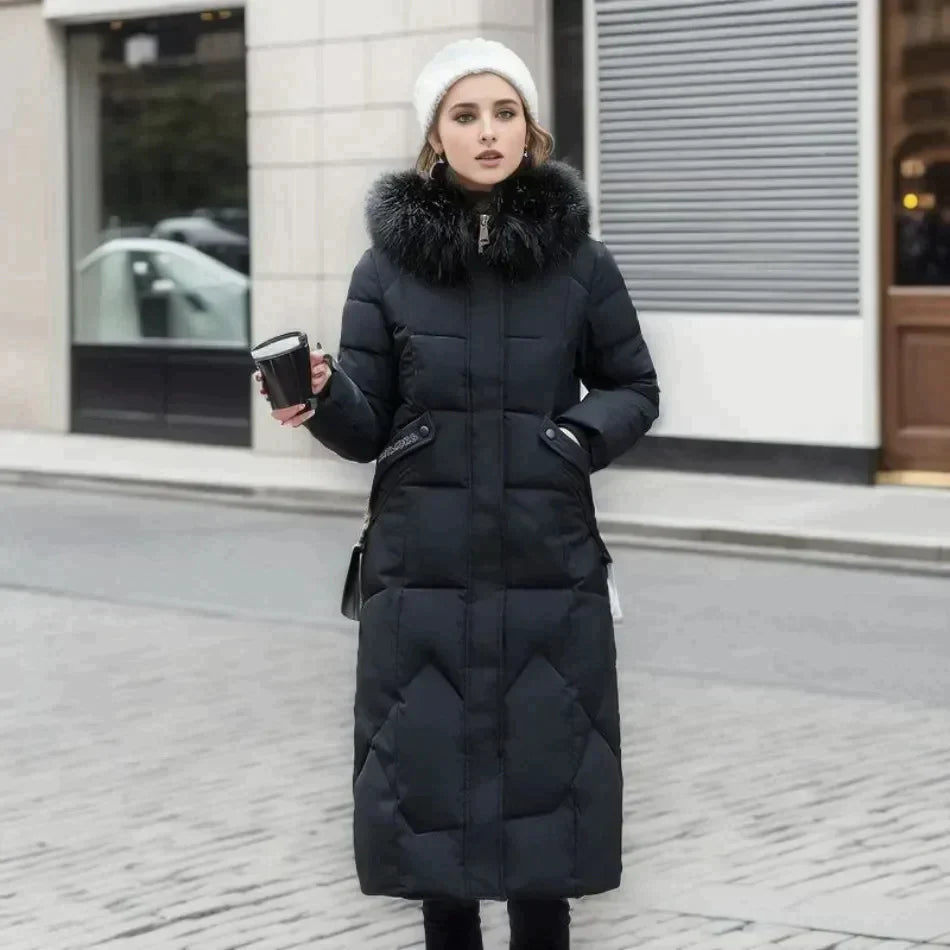 Warme Lange Winterjacke Mit Pelzkapuze Für Damen | Ideal für Herbst/Winter