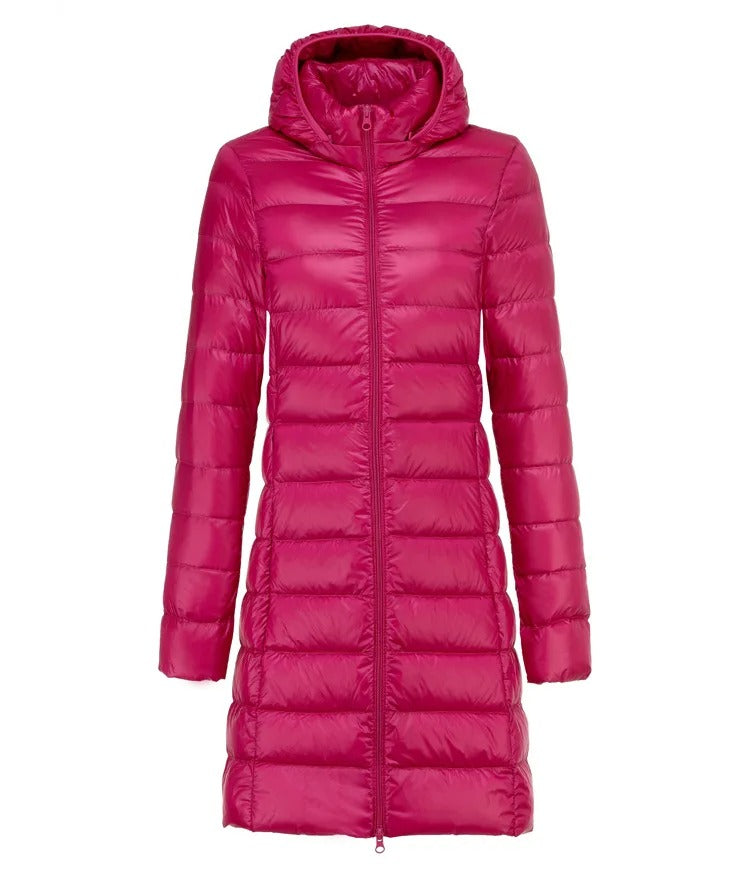 Frances - Ultraleichter Langer Mantel Mit Kapuze Für Damen