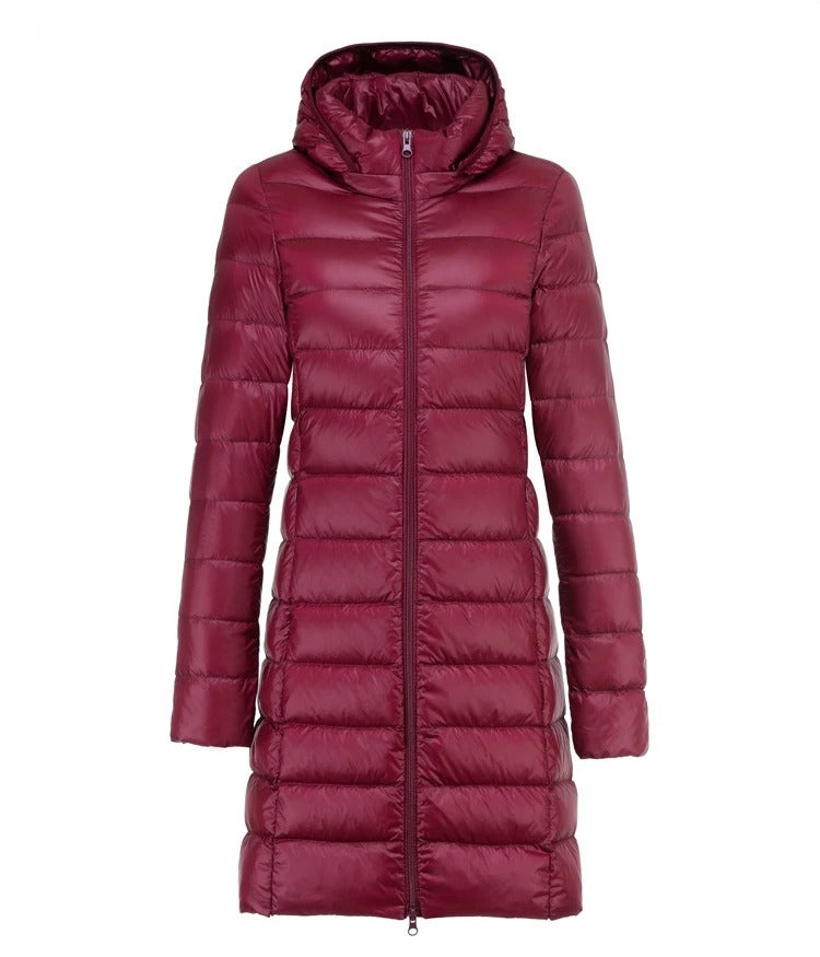 Frances - Ultraleichter Langer Mantel Mit Kapuze Für Damen