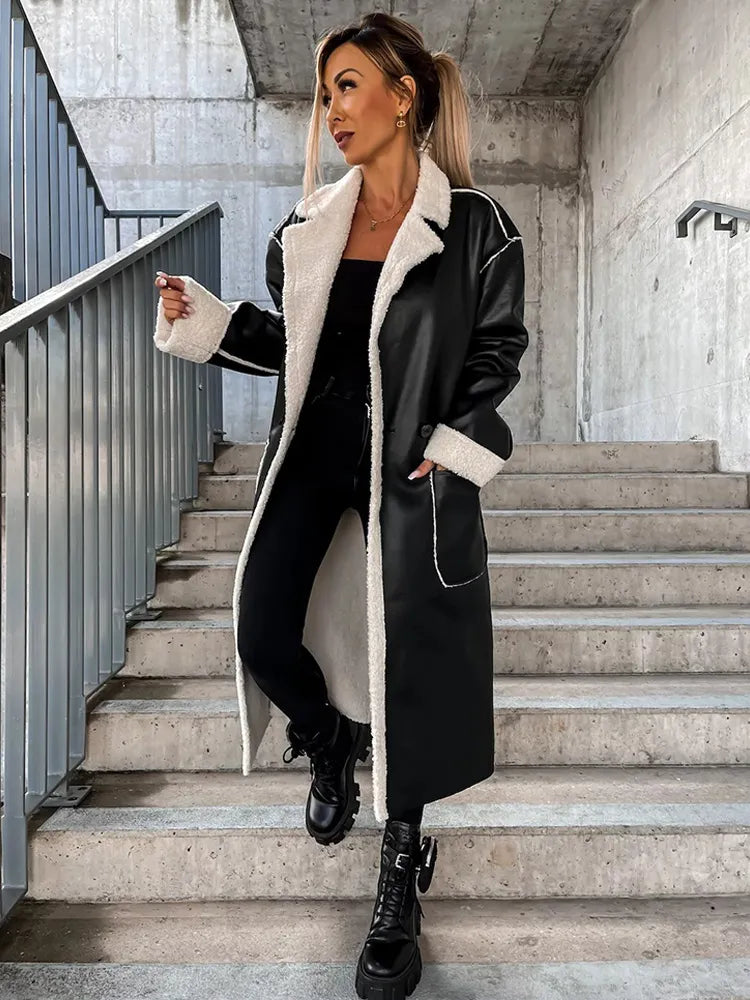 Lian - Eleganter und Warmer Winter-Leder-Mantel mit Pelz für Damen