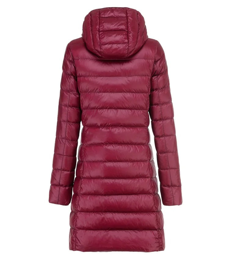 Frances - Ultraleichter Langer Mantel Mit Kapuze Für Damen