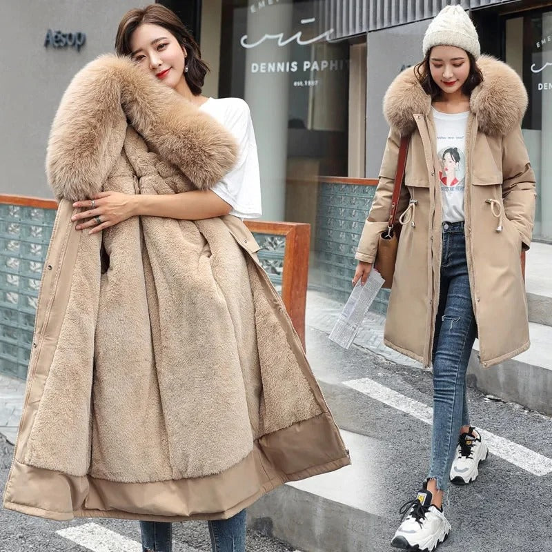 Zola– Damen-Winterjacke mit Kapuze und Wollfutter