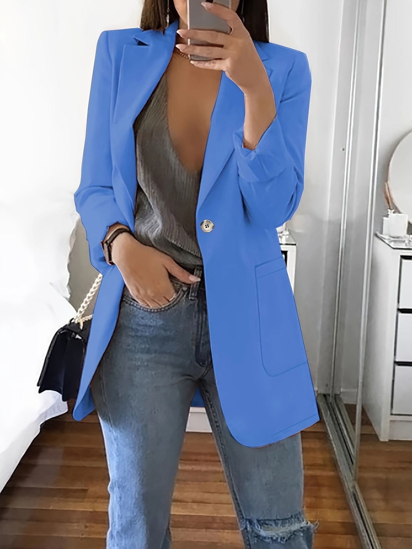 Eleganter Business Longblazer mit Knopfleiste für Damen | Chic & Ideal für alle Jahreszeiten
