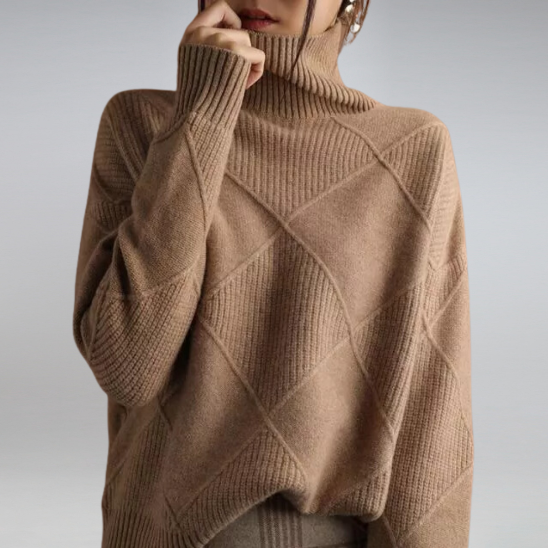 Texturierter Rollkragenpullover für Damen