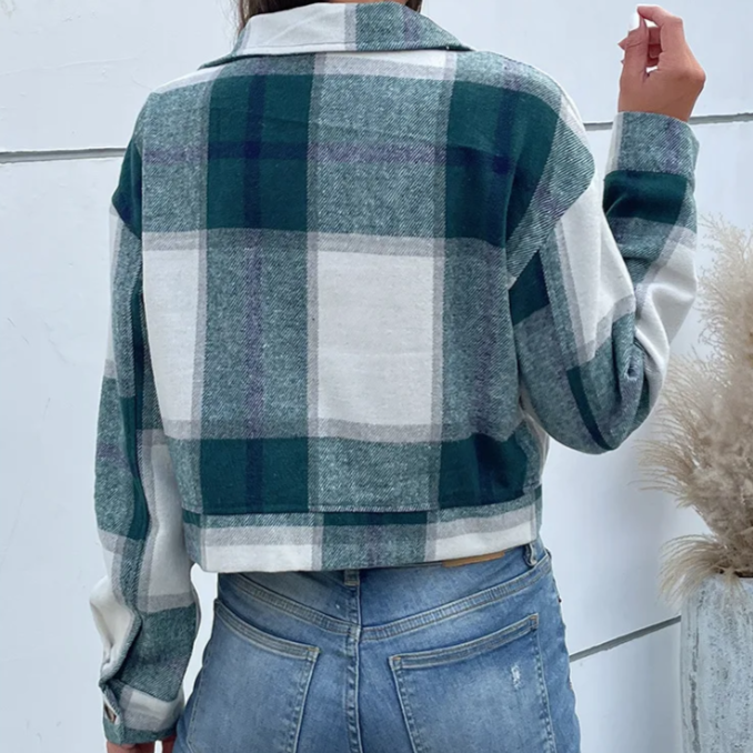 Darla - Karierte Herbst- und Winter-Bomberjacke für Damen
