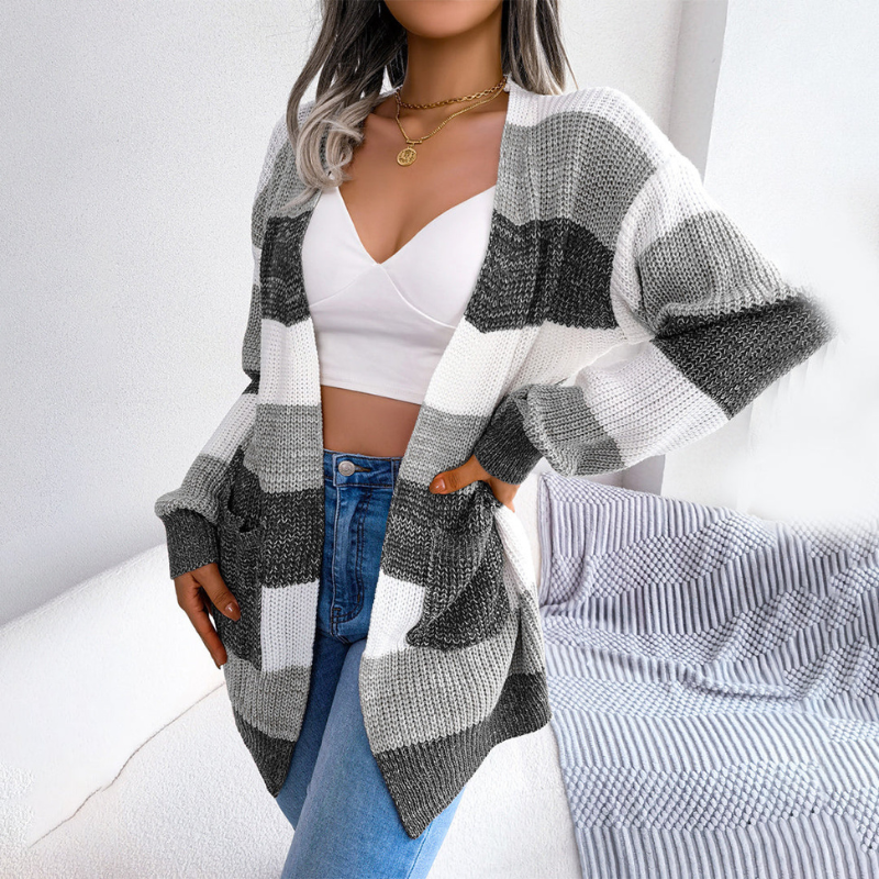 Gestreifte Strickjacke für Damen