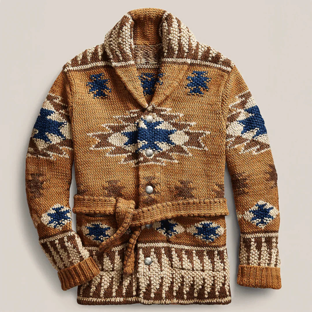Vintage Gürtel Strickjacke für Herren
