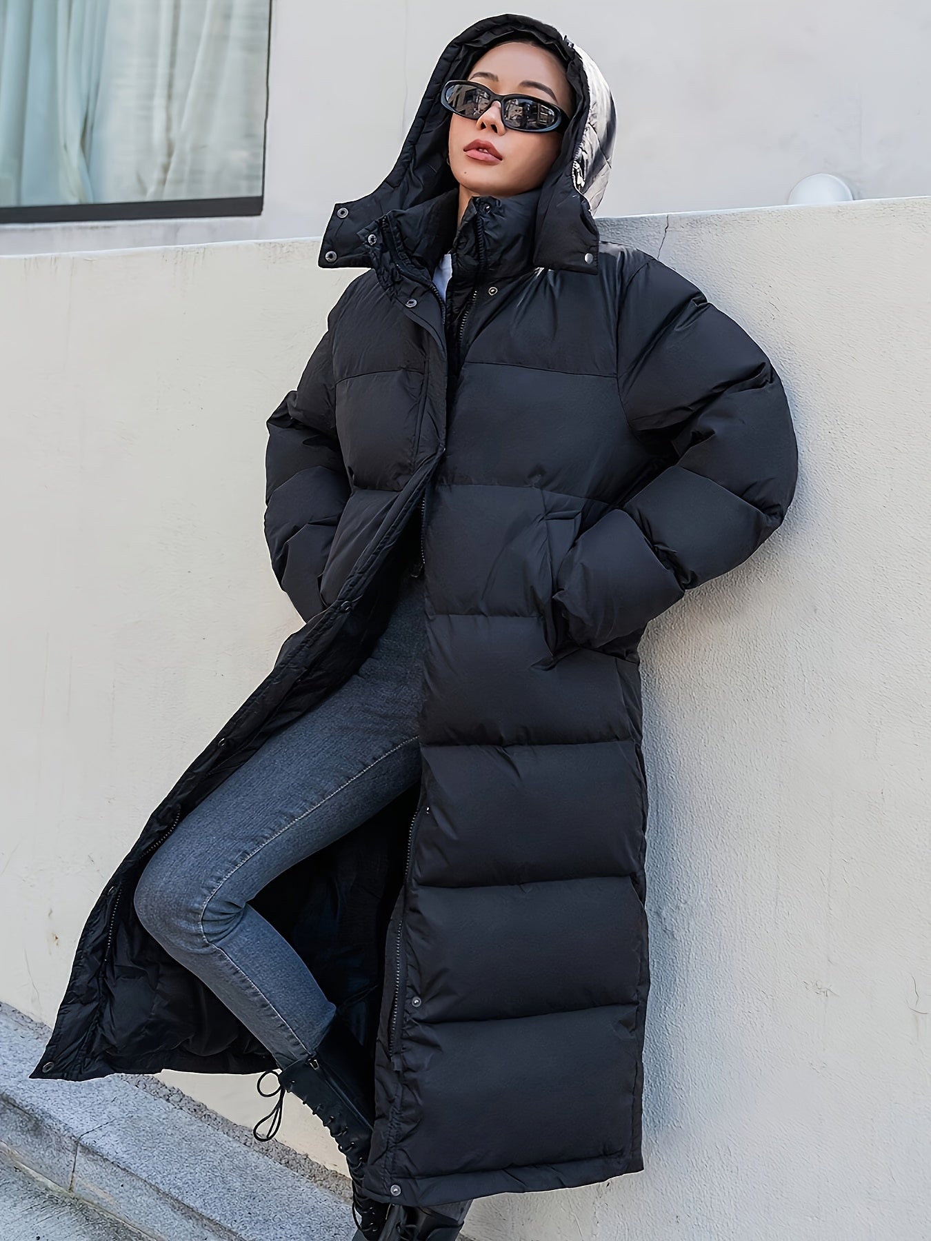 Gertruda | Lässige lange Puffer-Winterjacke mit Kapuze für Frauen
