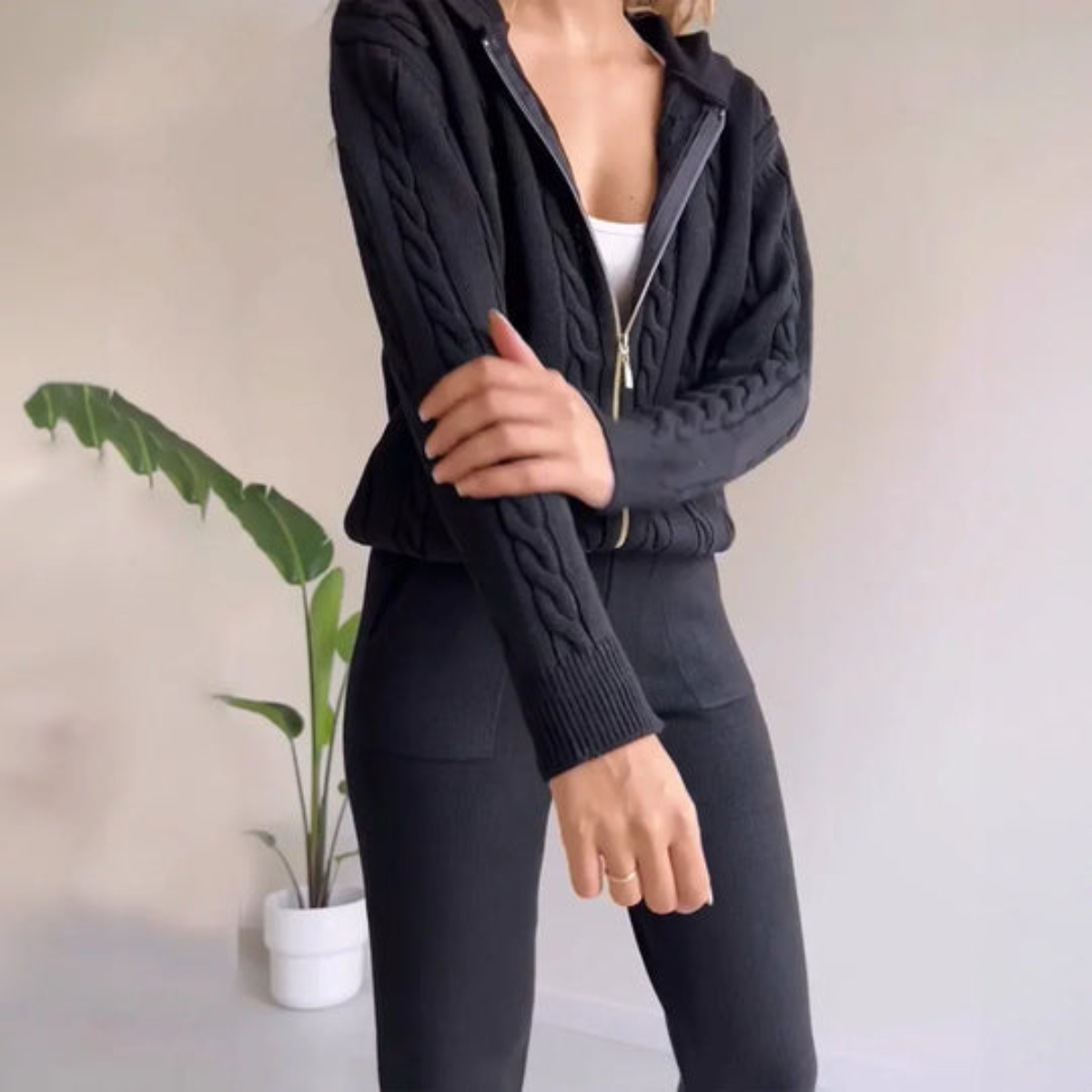 Zopfstrick-Pullover-Set Für Damen
