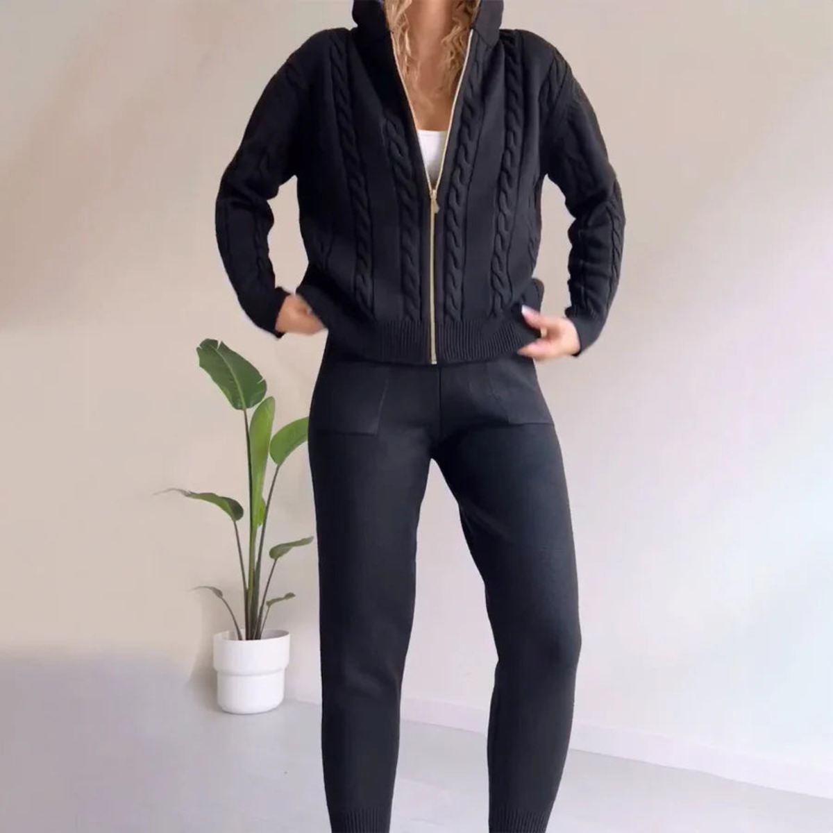 Zopfstrick-Pullover-Set Für Damen