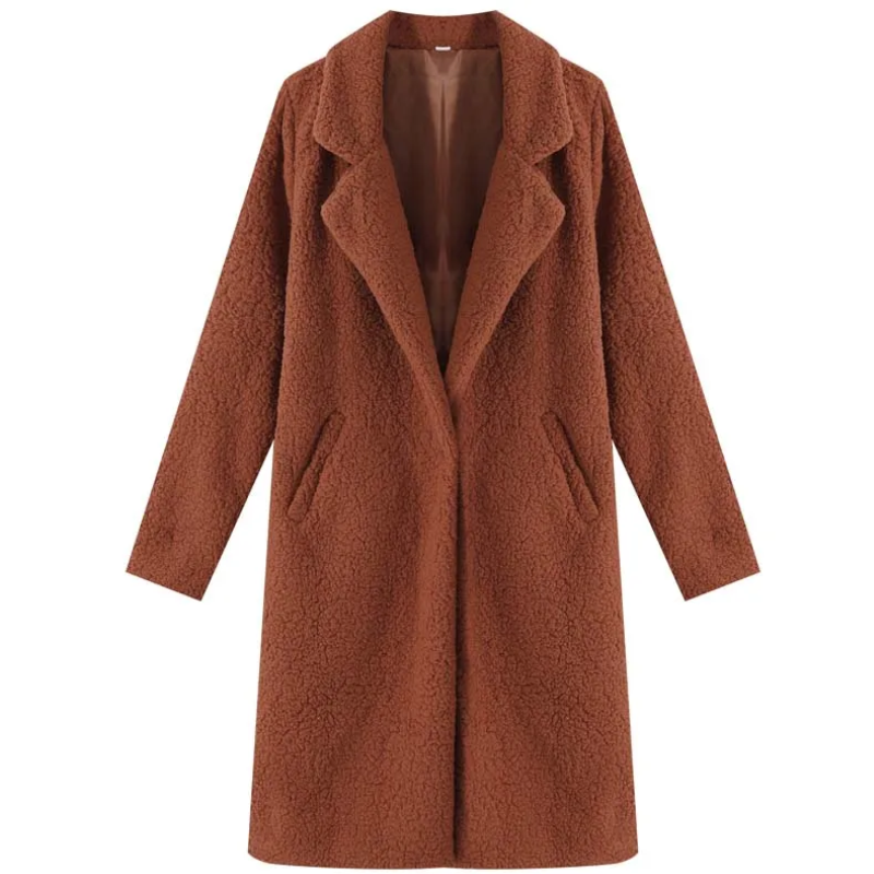 Cynthia - Stilvoller Langer Teddy-Fleece-Mantel für Kalte Wintertage für Damen