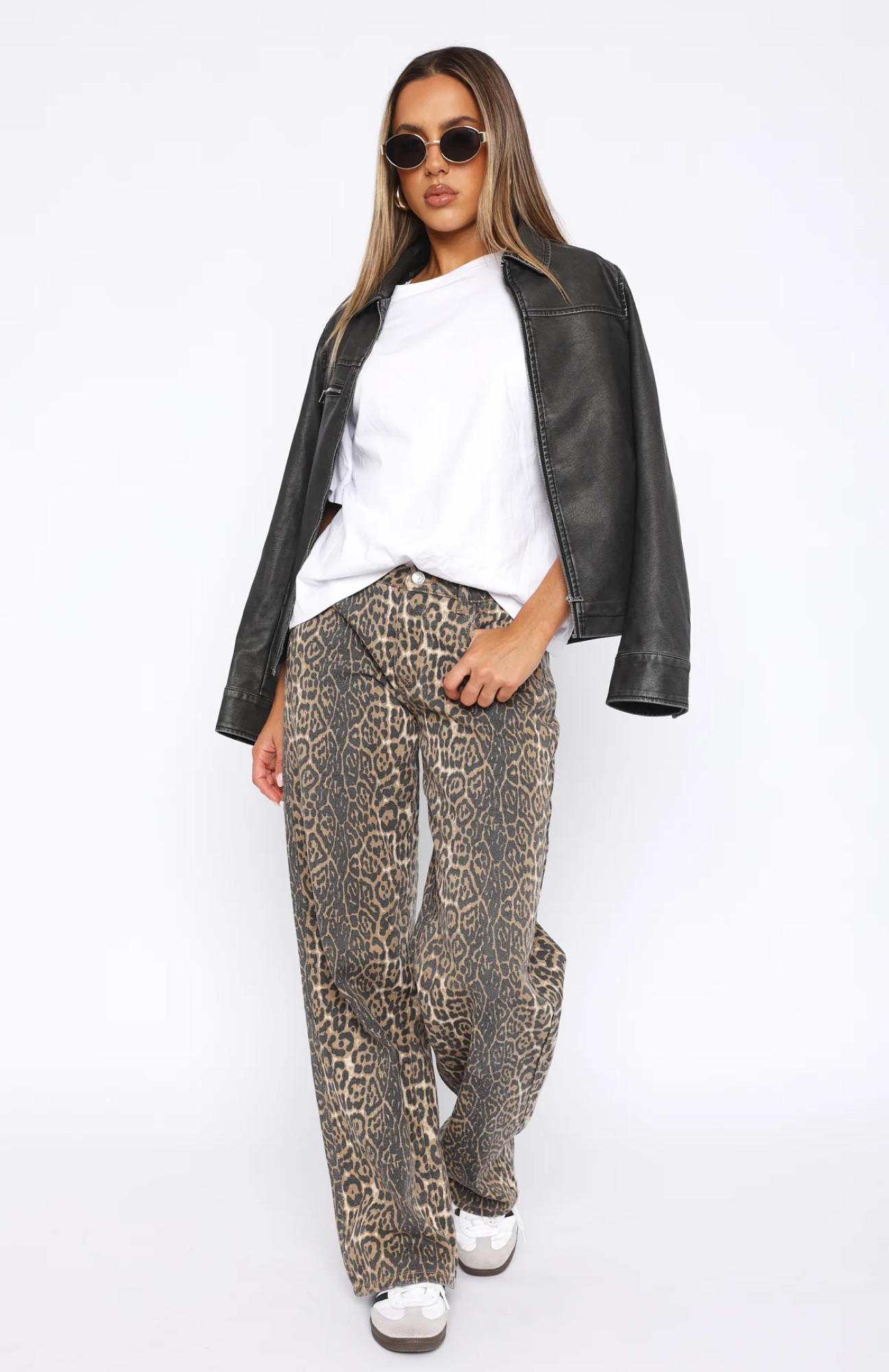 Gia | Jeans mit weitem Bein in Leopard-Optik
