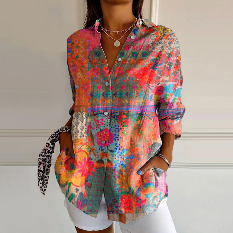 Klytia | Elegante Bluse mit Blumendruck
