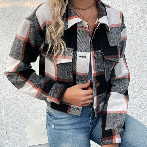 Darla - Karierte Herbst- und Winter-Bomberjacke für Damen