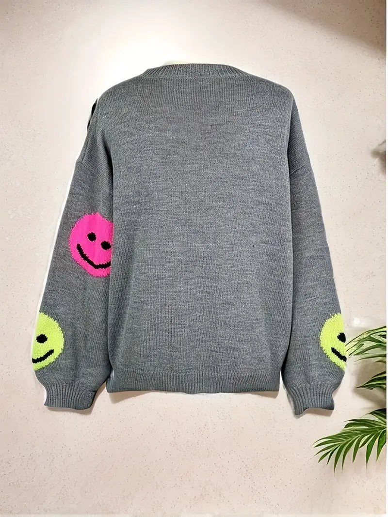Hadley - Kuscheliger Pullover mit Rundhalsausschnitt und Lächelmuster auf der Schulter
