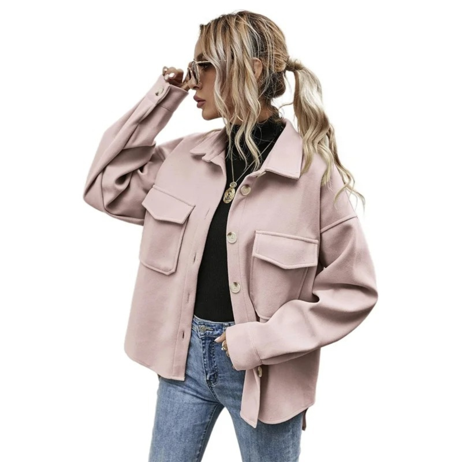 Kurzgeschnittene Hemdjacke für Frauen