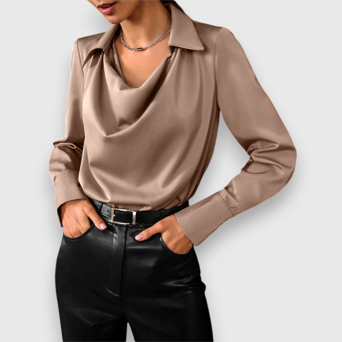 Drapierte Satinbluse für Damen