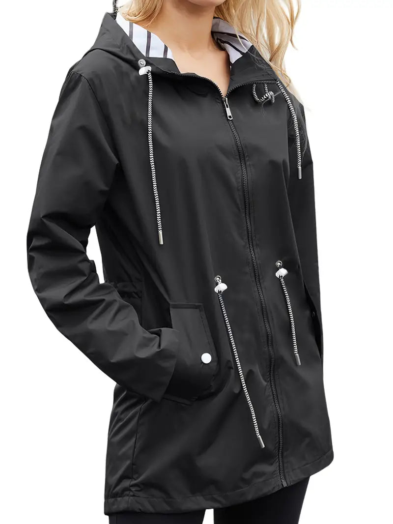 Stylische Wasserdichte Regenjacke mit Kapuze und Taschen für Damen | Ideal für den Winter