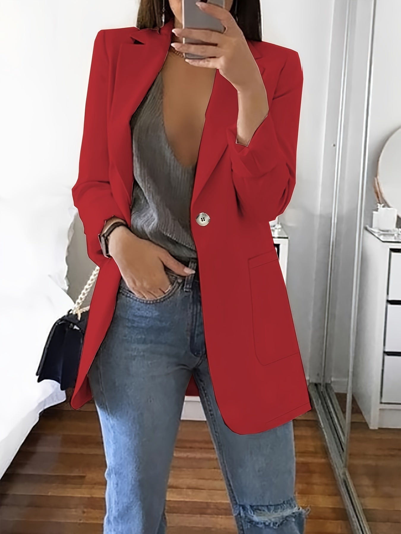 Eleganter Business Longblazer mit Knopfleiste für Damen | Chic & Ideal für alle Jahreszeiten