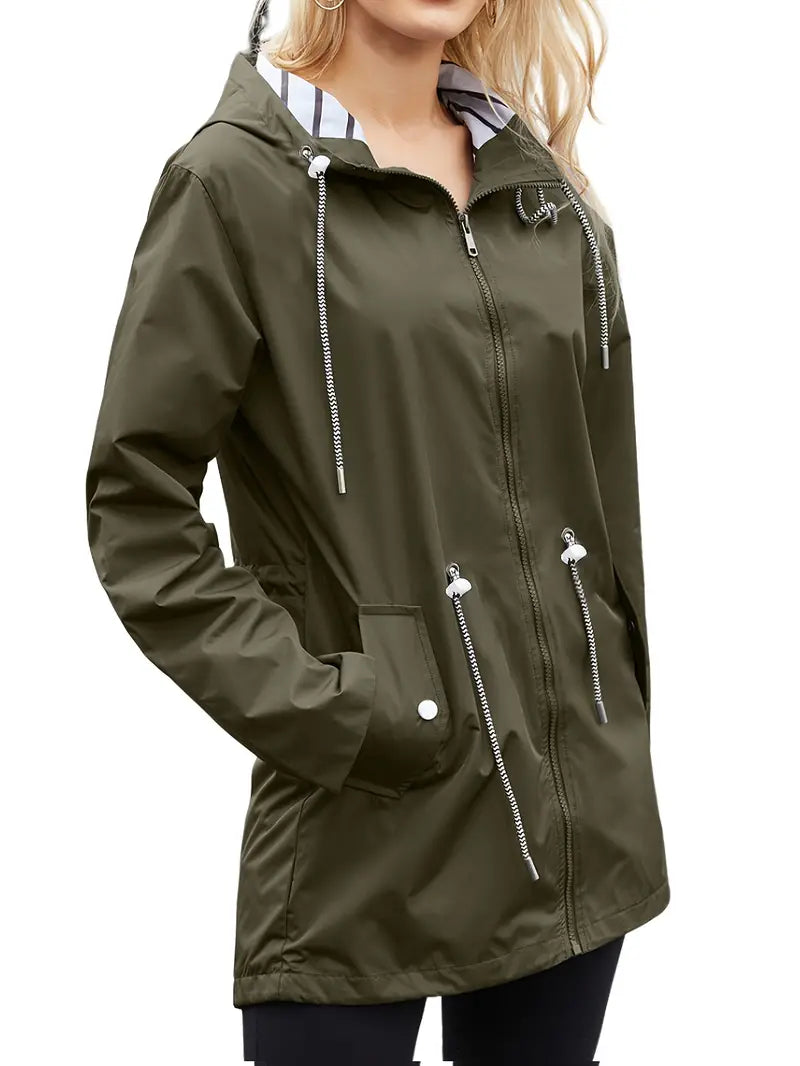 Stylische Wasserdichte Regenjacke mit Kapuze und Taschen für Damen | Ideal für den Winter