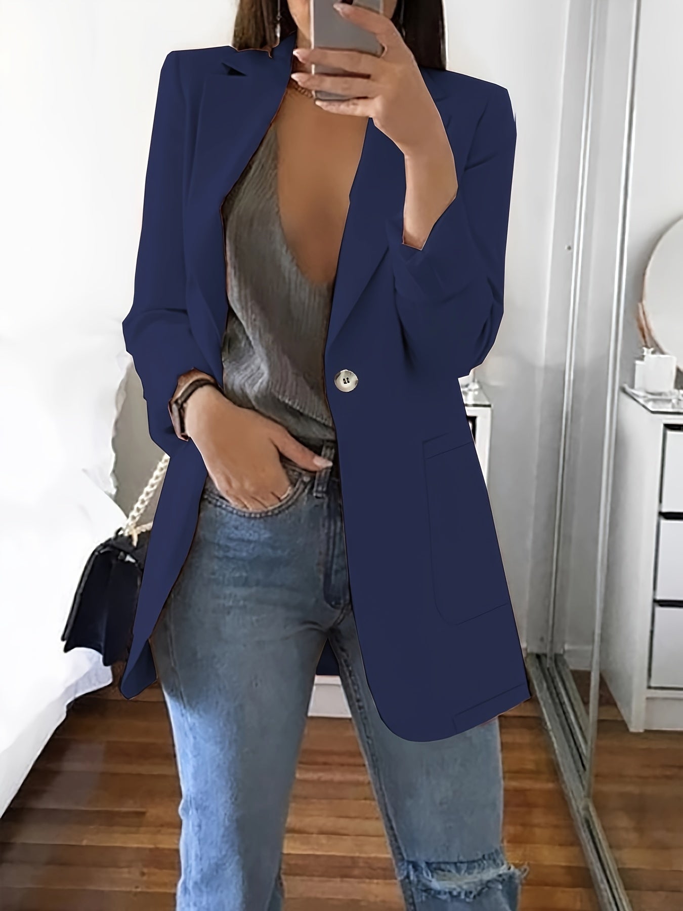 Eleganter Business Longblazer mit Knopfleiste für Damen | Chic & Ideal für alle Jahreszeiten