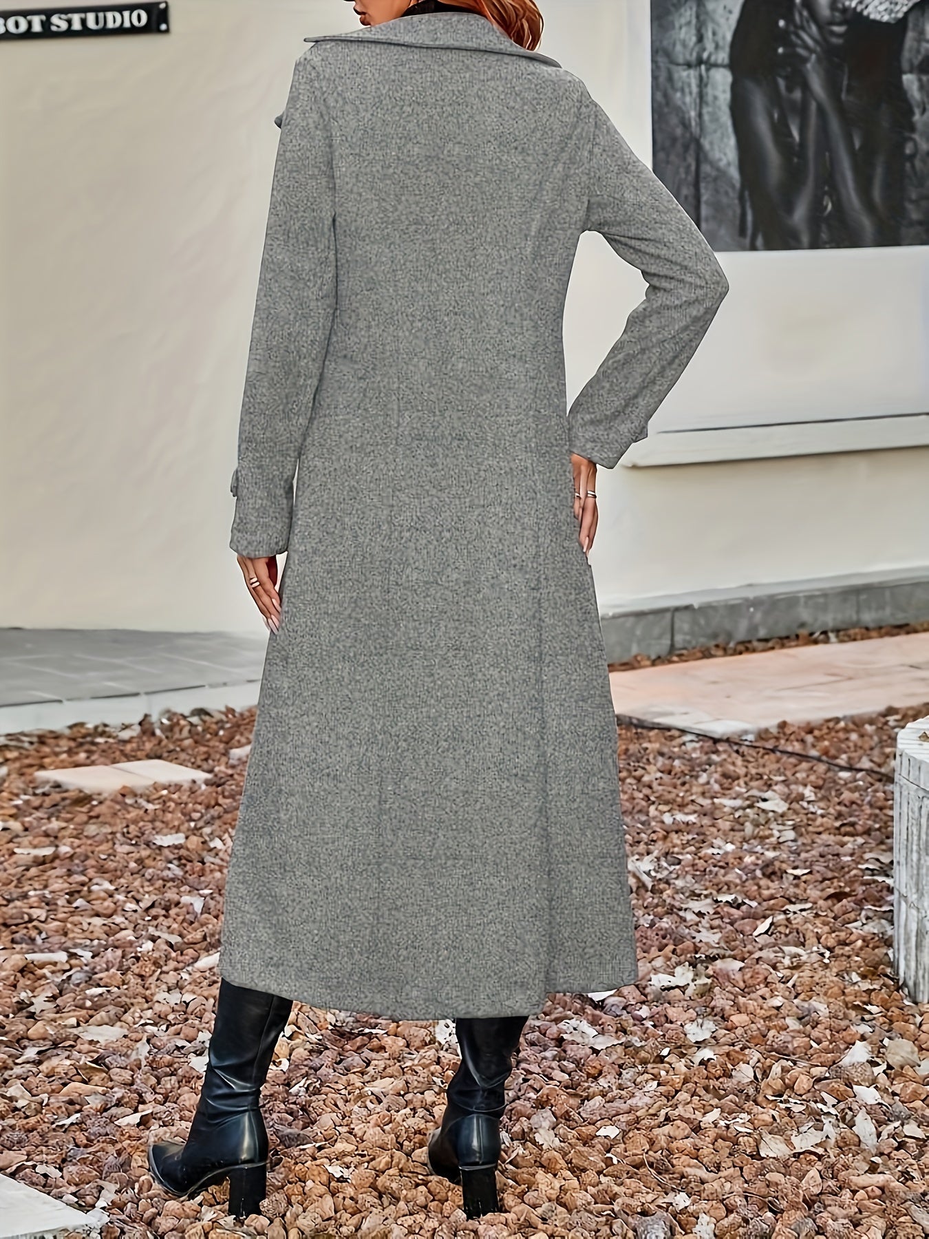 Bridget – Eleganter und Klassischer Grauer Doppelknopf-Wintermantel für Damen