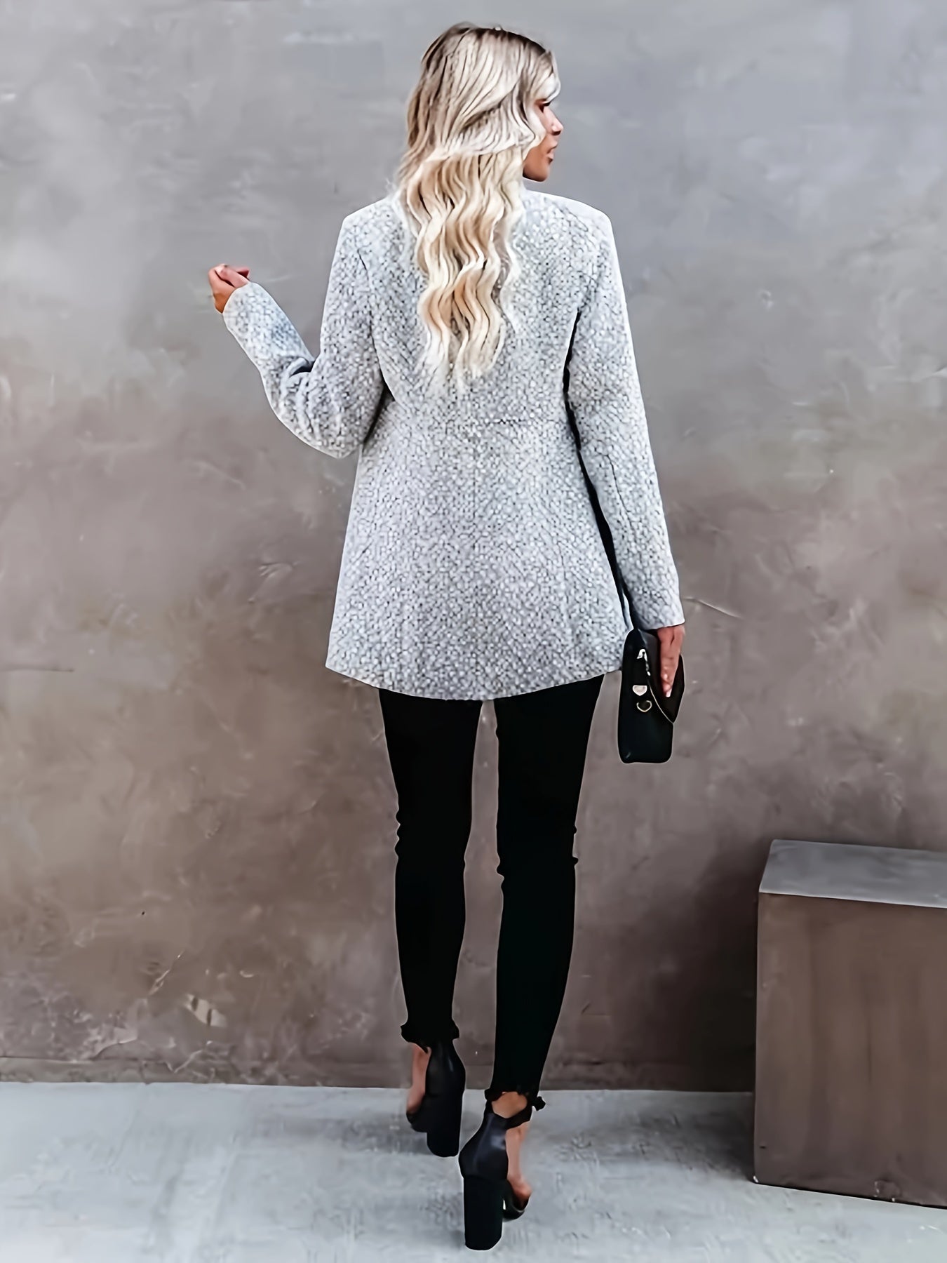 Schicke Business-Wollblazer Mit Offenem Frontdesign In Grau Für Damen |  Ideal für das tägliche Tragen