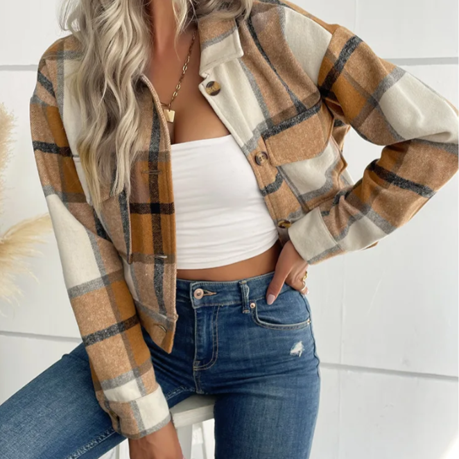 Darla - Karierte Herbst- und Winter-Bomberjacke für Damen