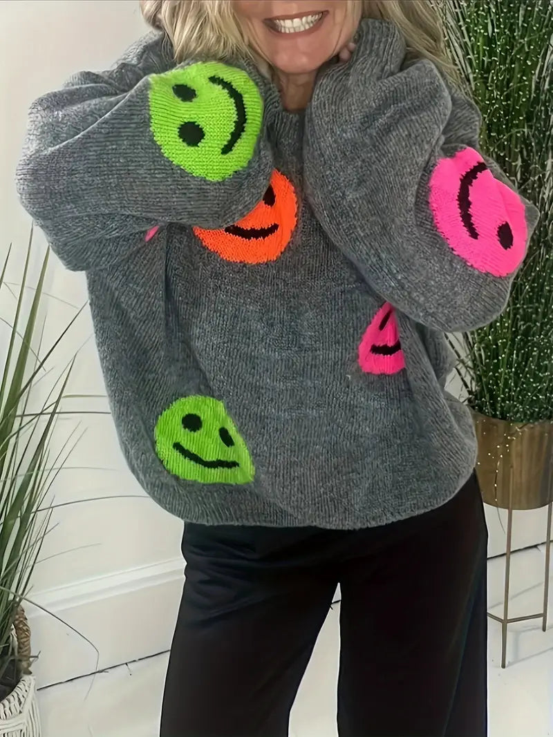 Hadley - Kuscheliger Pullover mit Rundhalsausschnitt und Lächelmuster auf der Schulter