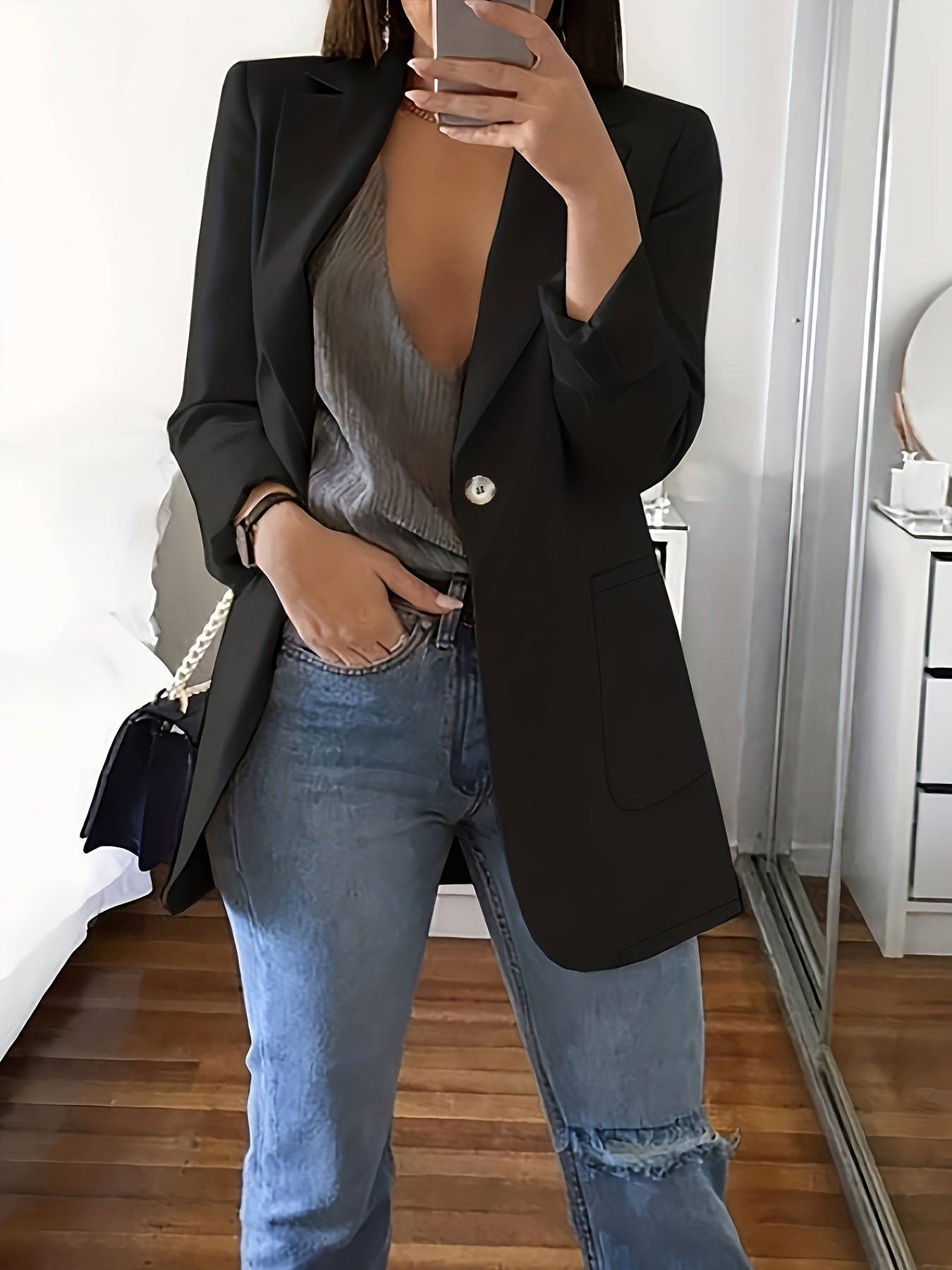 Eleganter Business Longblazer mit Knopfleiste für Damen | Chic & Ideal für alle Jahreszeiten