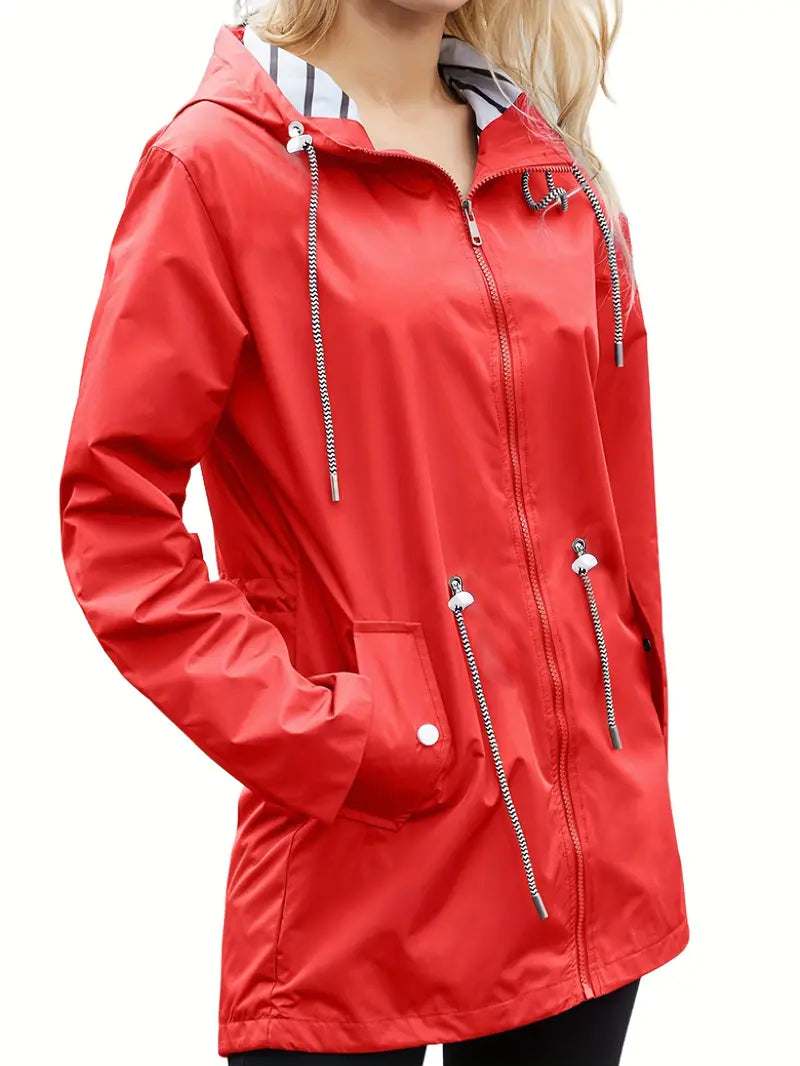Stylische Wasserdichte Regenjacke mit Kapuze und Taschen für Damen | Ideal für den Winter