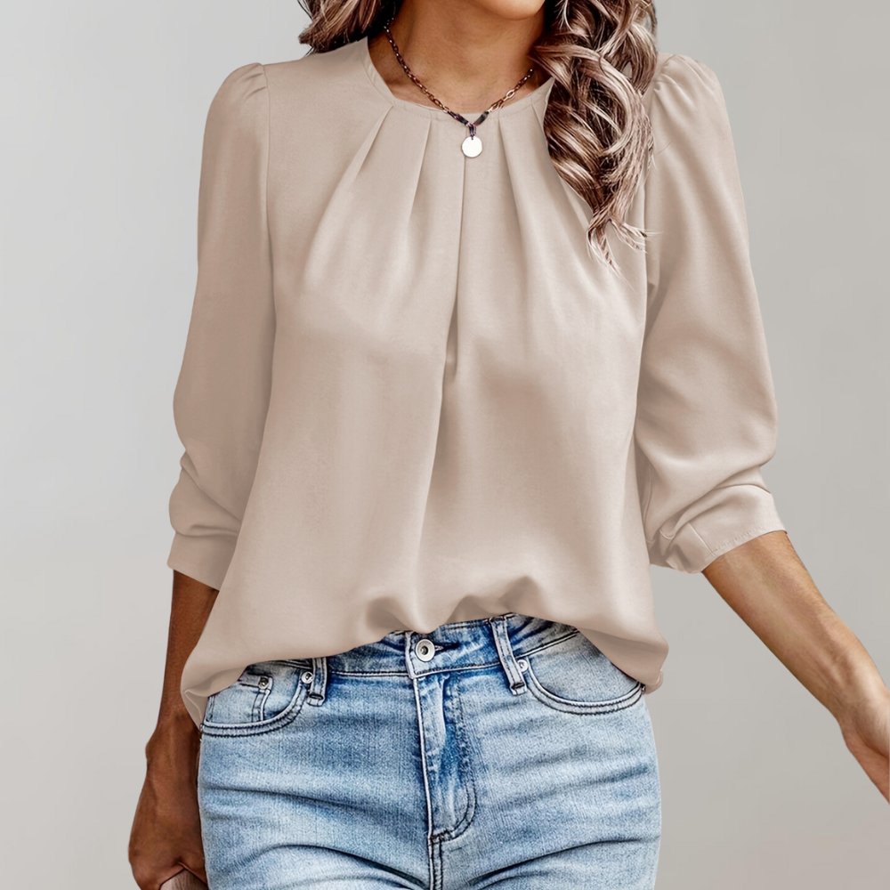 Ericka – Stilvolle Frühlingsbluse mit Falten und Puffärmeln für Damen