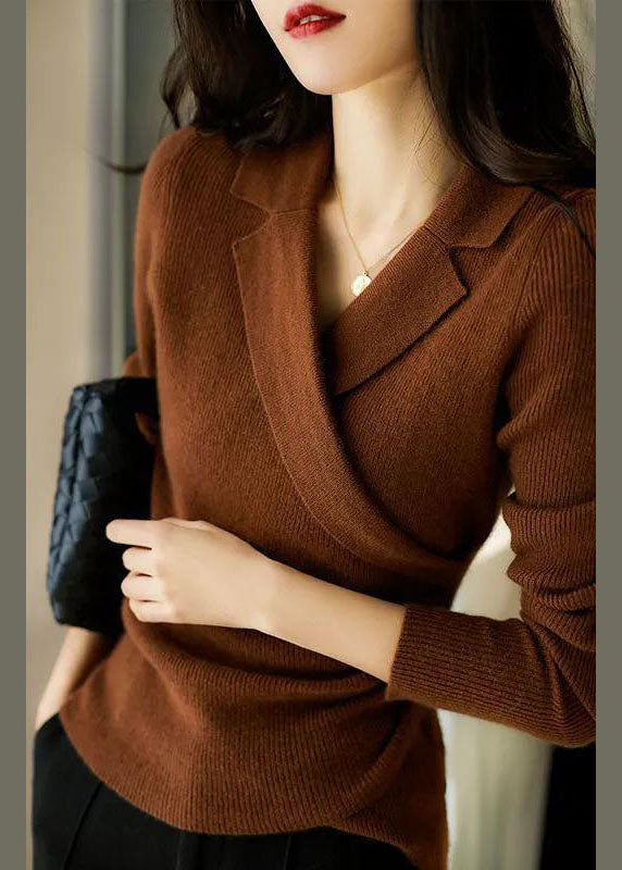 Donna – Stylischer Brauner Langarm-Herbstpullover für Damen