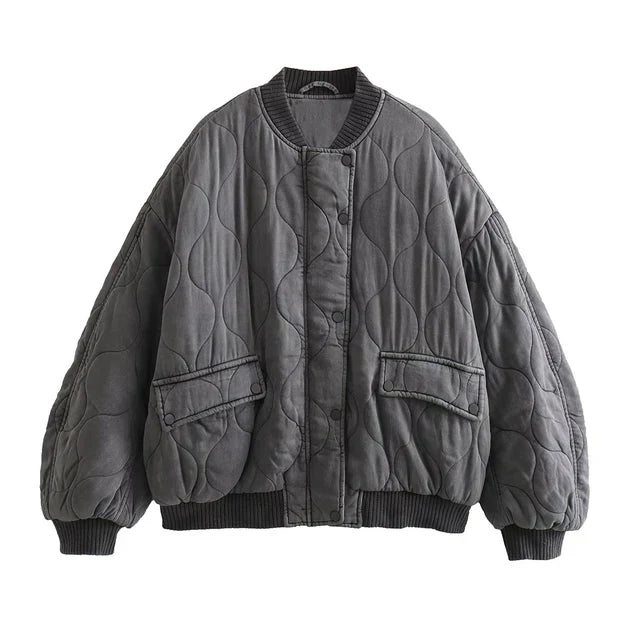 Edony | Locker sitzende graue Bomberjacke für Frauen