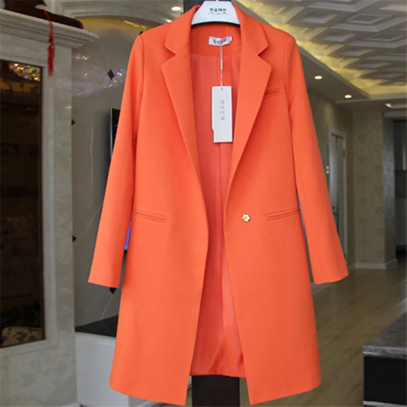 Damen Longline-Blazer mit Ein-Knopf-Verschluss