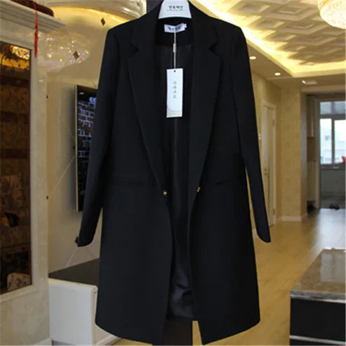 Damen Longline-Blazer mit Ein-Knopf-Verschluss