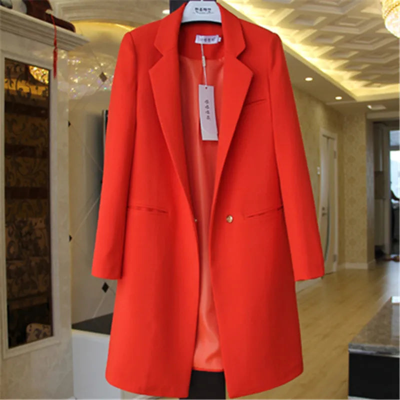 Damen Longline-Blazer mit Ein-Knopf-Verschluss