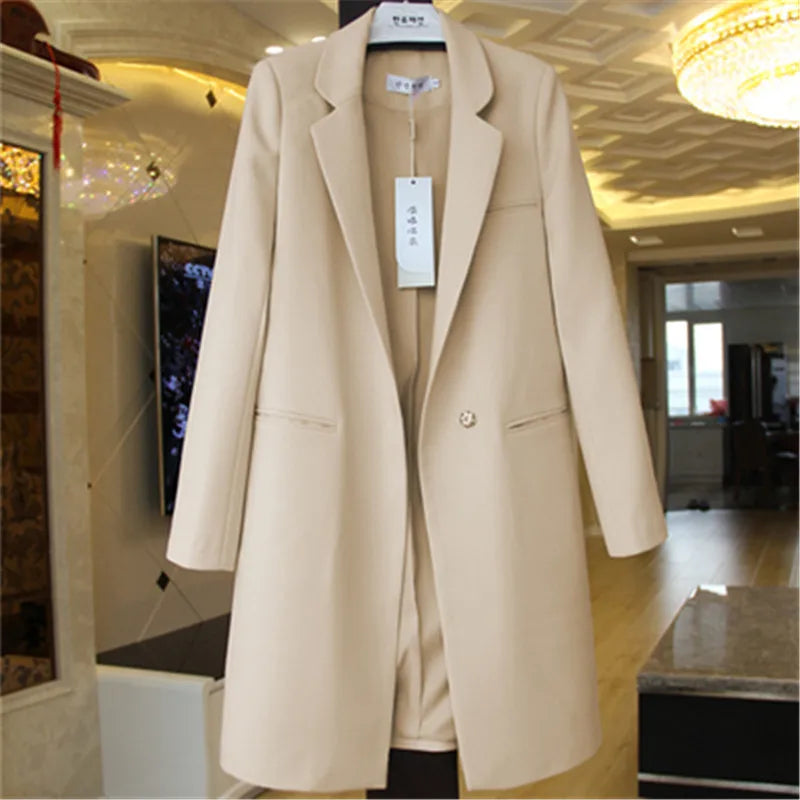 Damen Longline-Blazer mit Ein-Knopf-Verschluss