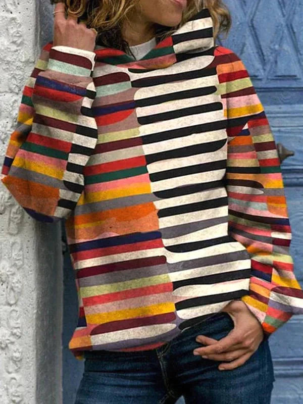 Gestreifter Winterpullover für Damen