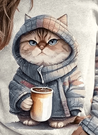 Katzenprint Pullover für Damen