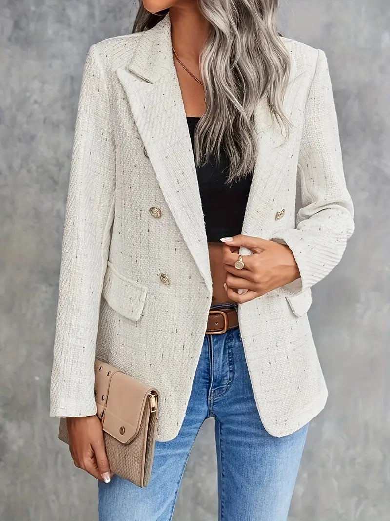 Damen-Blazer mit Doppelreihe und Strukturiertem Stoff